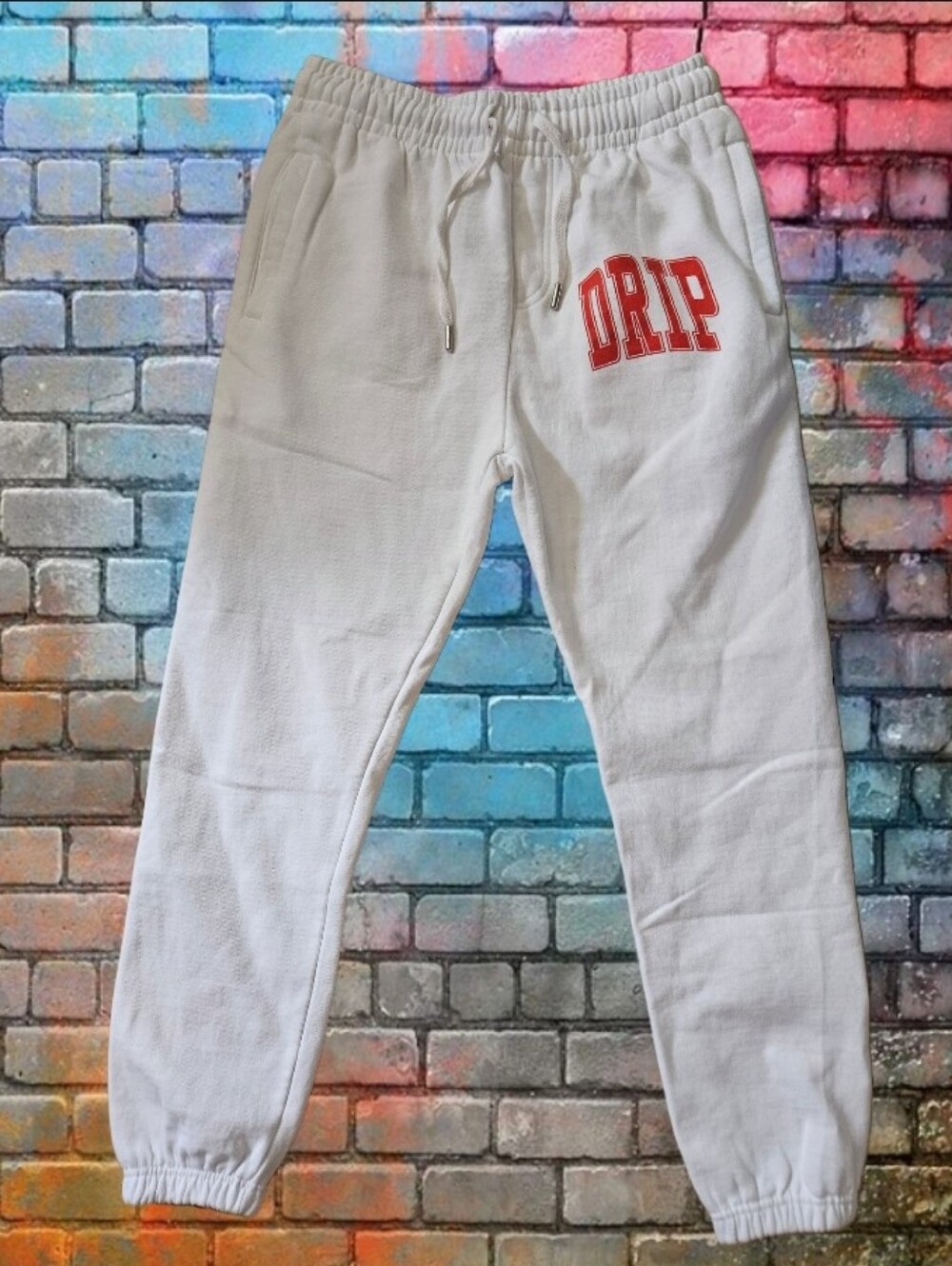 NWOT/ Lane Seven White 'Drip' Graphic Jogger Sweatpants